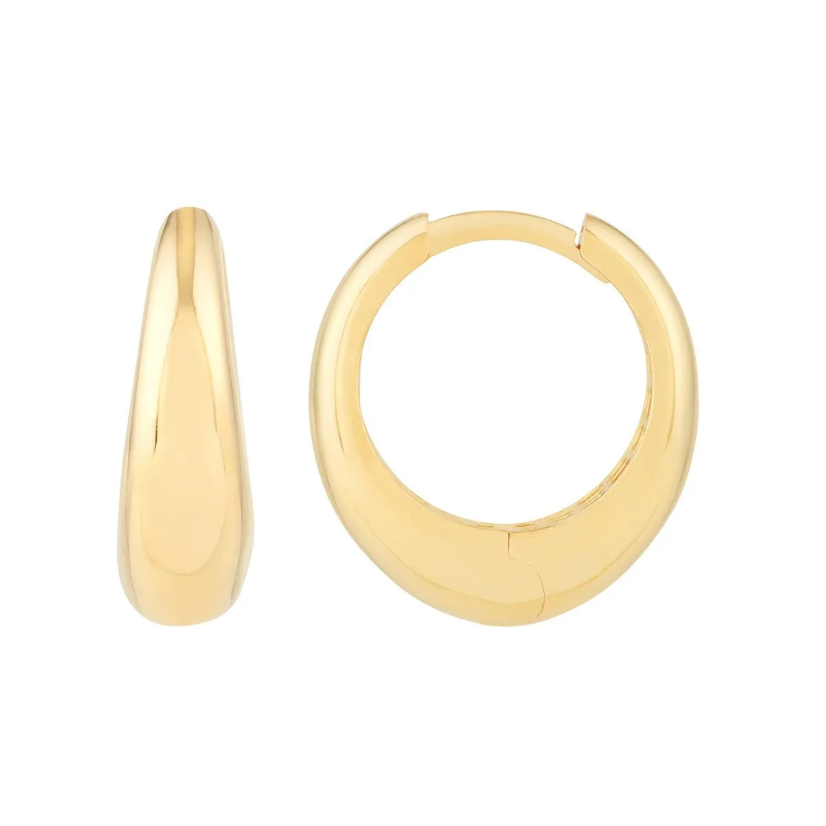 14K Yellow Gold Oval Shape Huggie Earrings