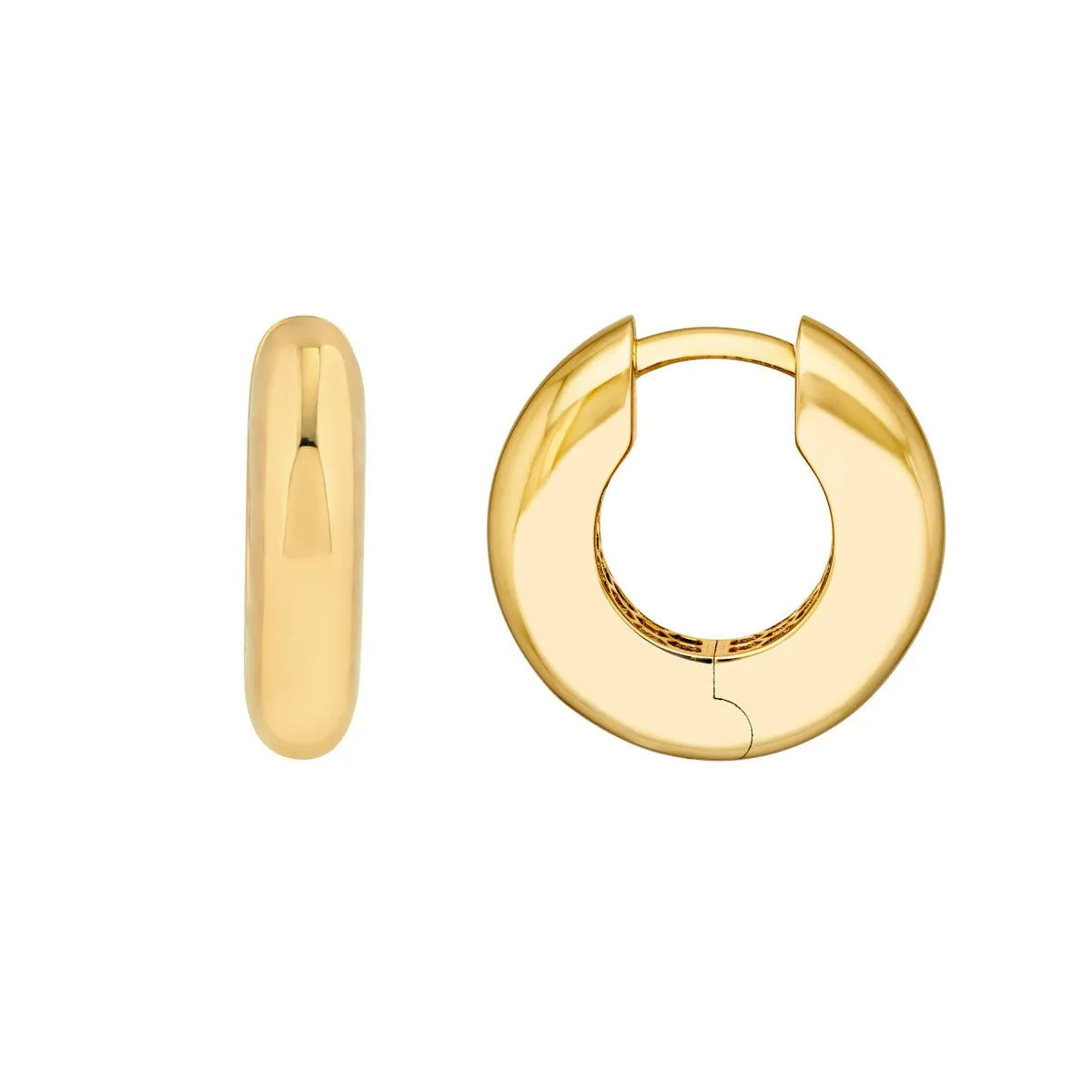 14K Yellow Gold Polished Round Hoop Earrings