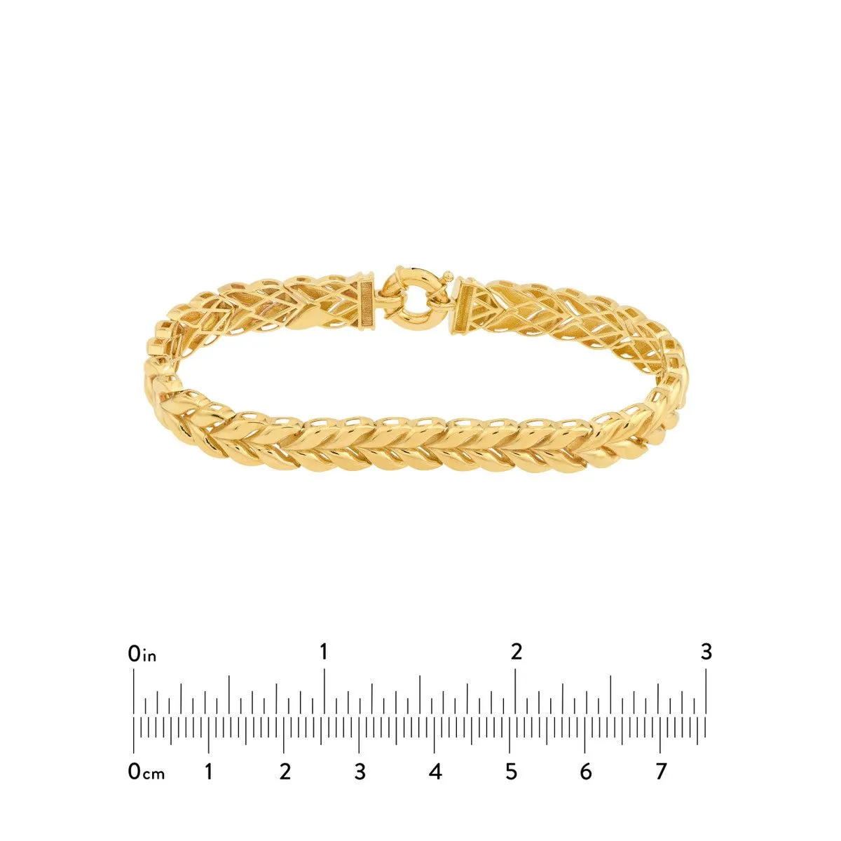 14K Yellow Gold Polished Wheat Link Bracelet