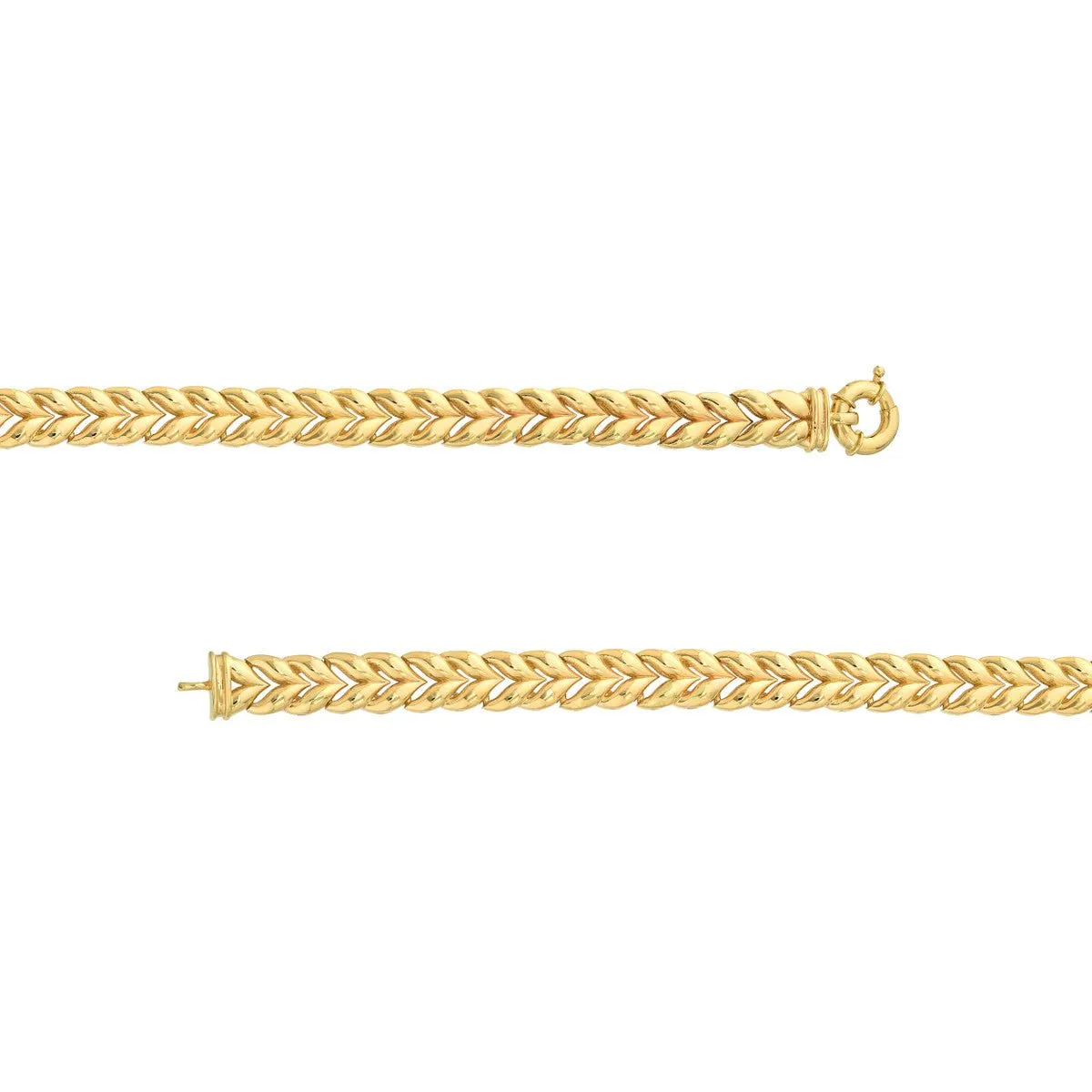 14K Yellow Gold Polished Wheat Link Bracelet