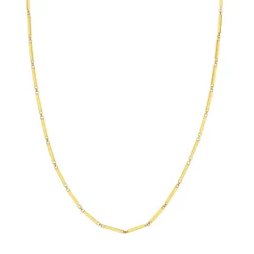 14K Yellow Gold Rectangle Bar Station Chain