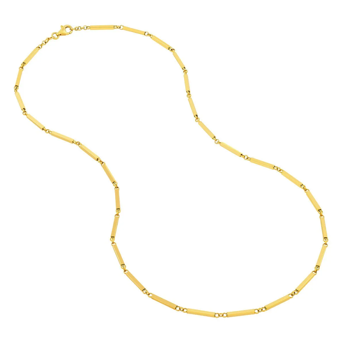 14K Yellow Gold Rectangle Bar Station Chain