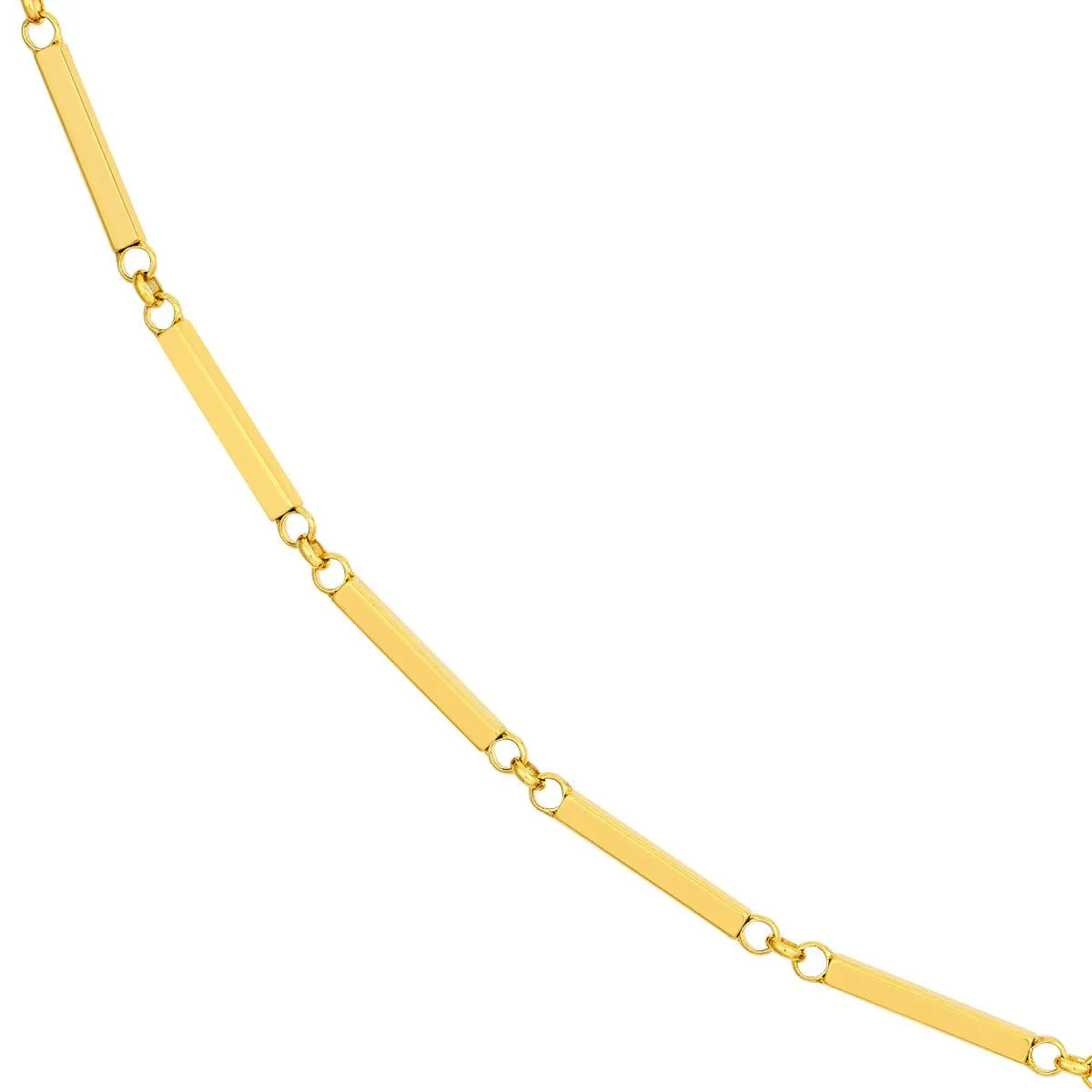 14K Yellow Gold Rectangle Bar Station Chain