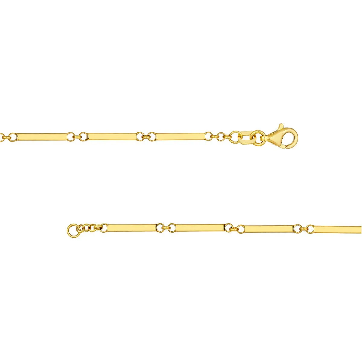 14K Yellow Gold Rectangle Bar Station Chain