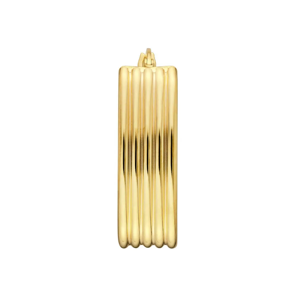 14K Yellow Gold Ribbed Hoops