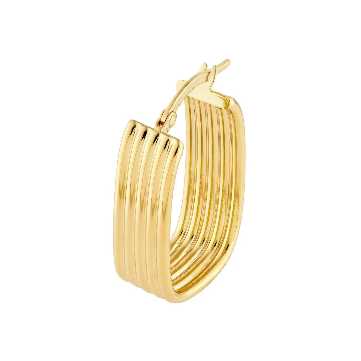 14K Yellow Gold Ribbed Hoops