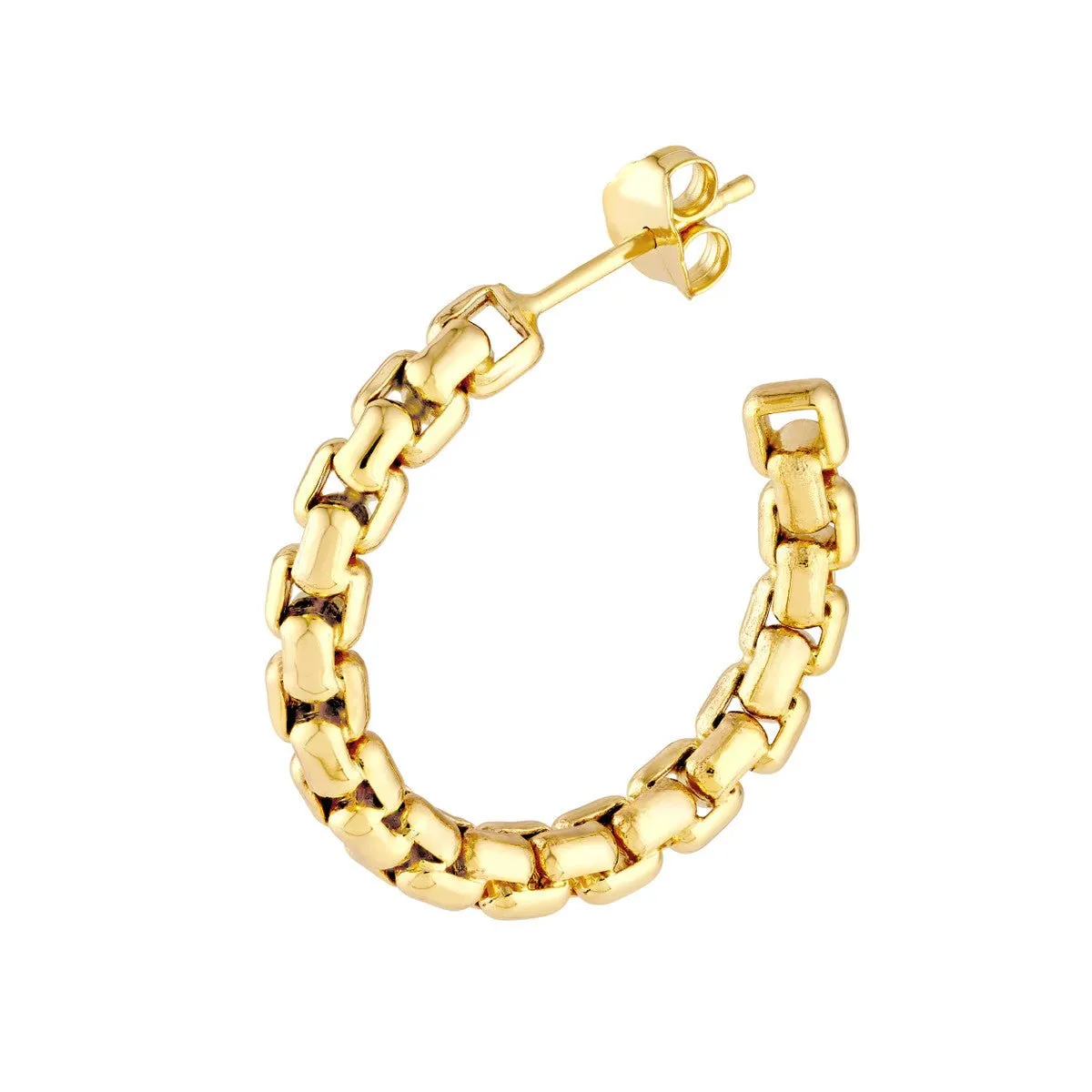 14K Yellow Gold Round Box Large Open Hoop Earrings