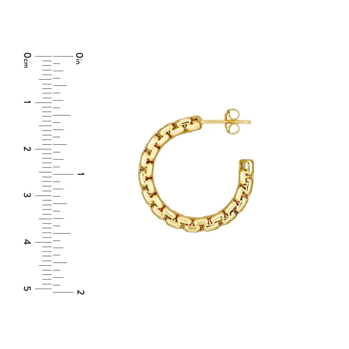 14K Yellow Gold Round Box Large Open Hoop Earrings