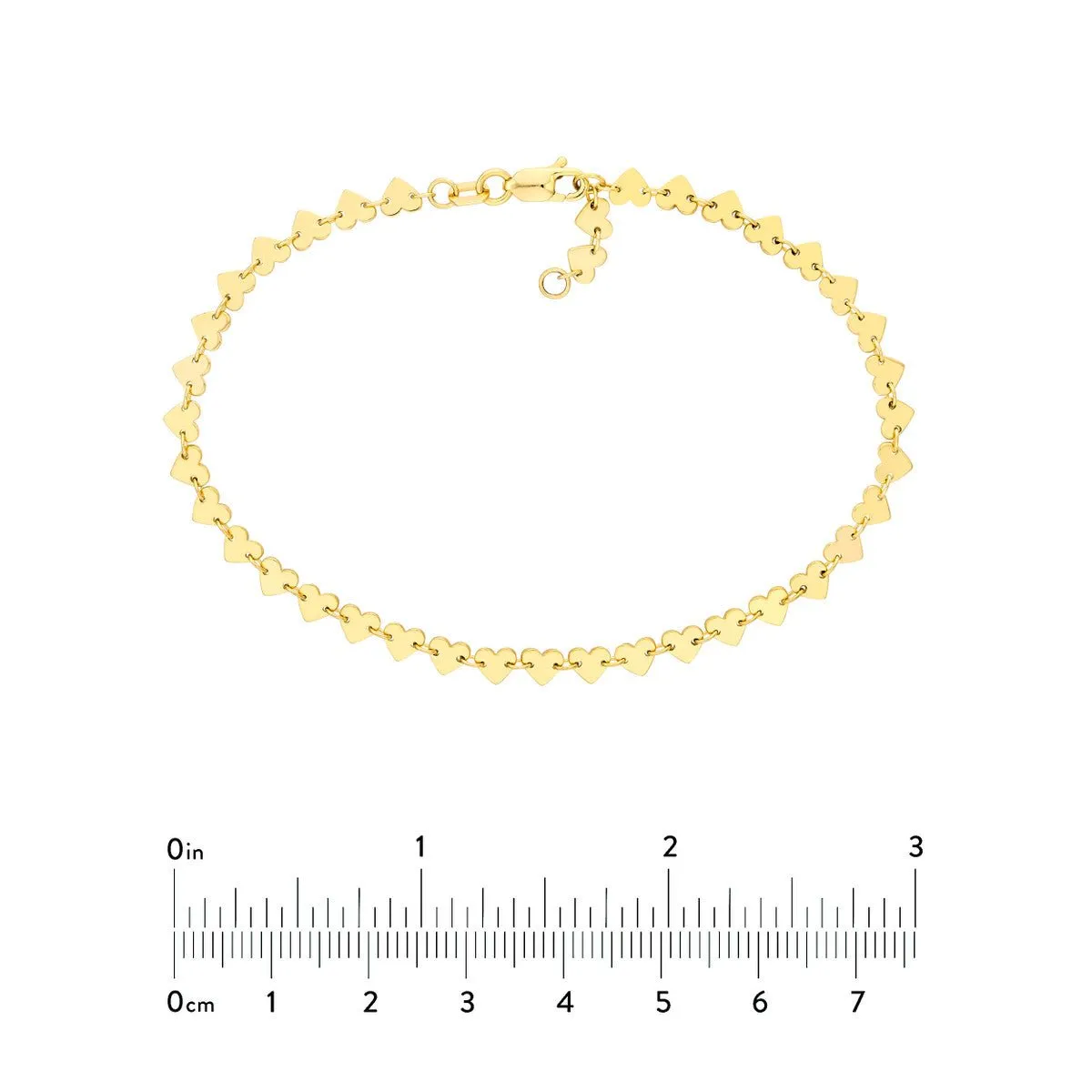 14K Yellow Gold Side by Side Heart Station Bracelet