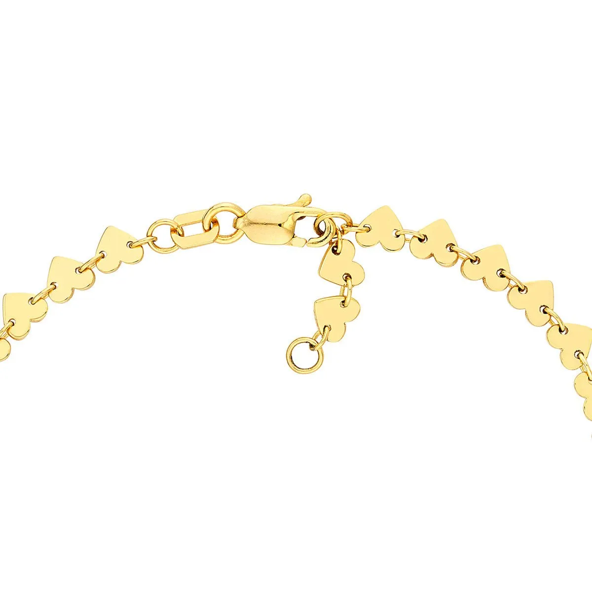 14K Yellow Gold Side by Side Heart Station Bracelet