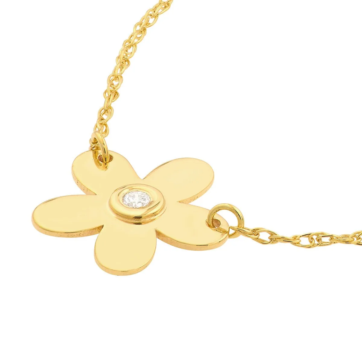 14K Yellow Gold So You Diamond Flower Necklace