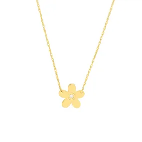 14K Yellow Gold So You Diamond Flower Necklace