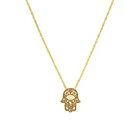 14K Yellow Gold So You Diamond Hamsa Necklace