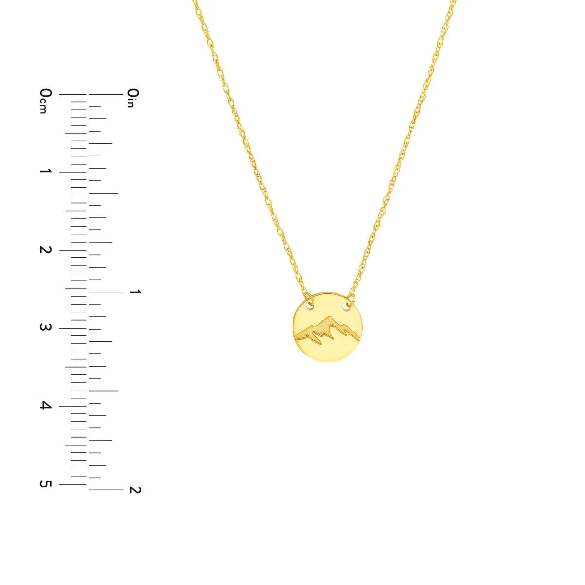 14K Yellow Gold So You Etched Mountain Mini Disc Adjustable Necklace