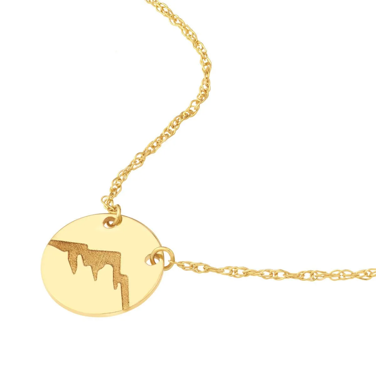 14K Yellow Gold So You Etched Mountain Mini Disc Adjustable Necklace