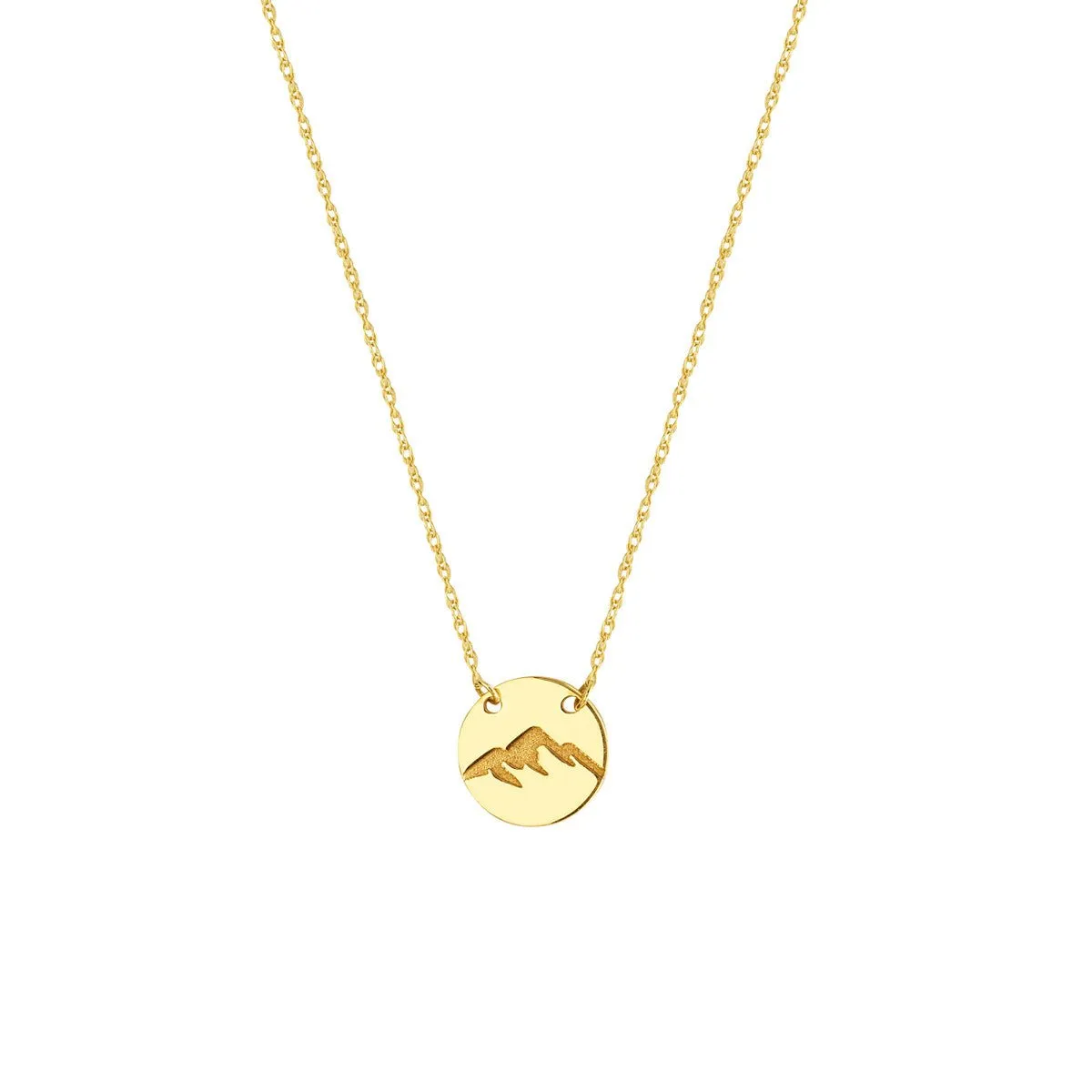 14K Yellow Gold So You Etched Mountain Mini Disc Adjustable Necklace