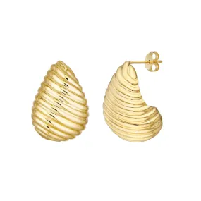 14K Yellow Gold Teardrop Graduated Swirl Earrings