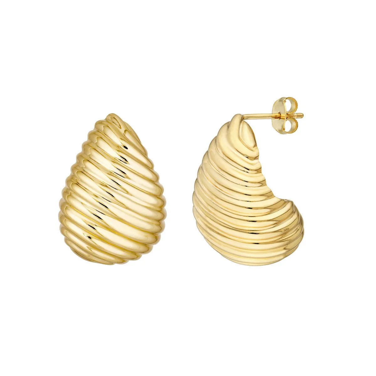 14K Yellow Gold Teardrop Graduated Swirl Earrings