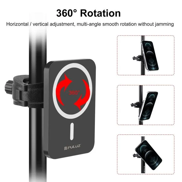 15W Magnetic Qi Wireless Car Charger with Vlogging Phone Holder Clamp