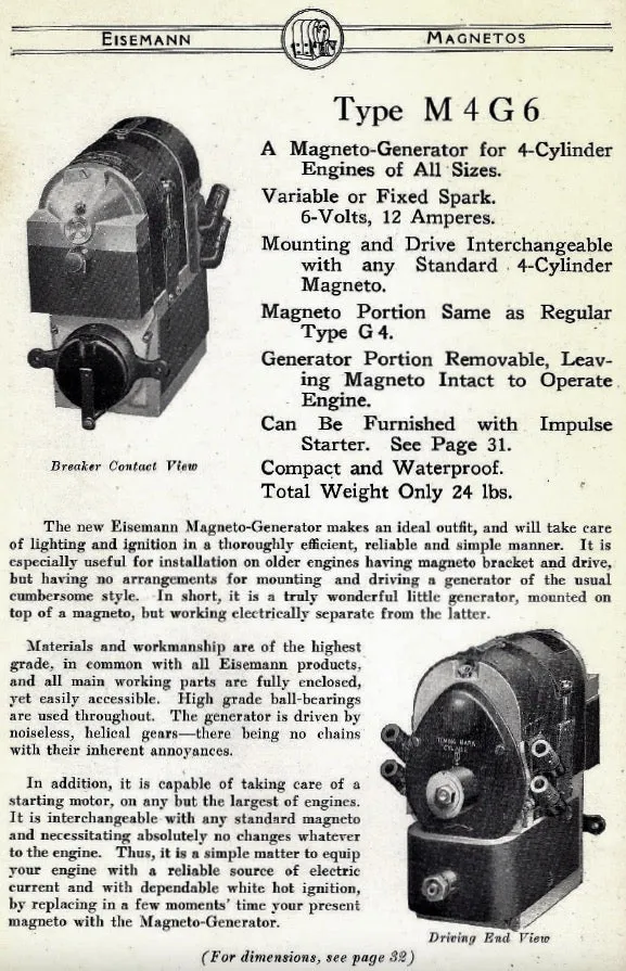 1920s Eisemann Type M4G6 Magneto Generator 6 Volts 12 Amp