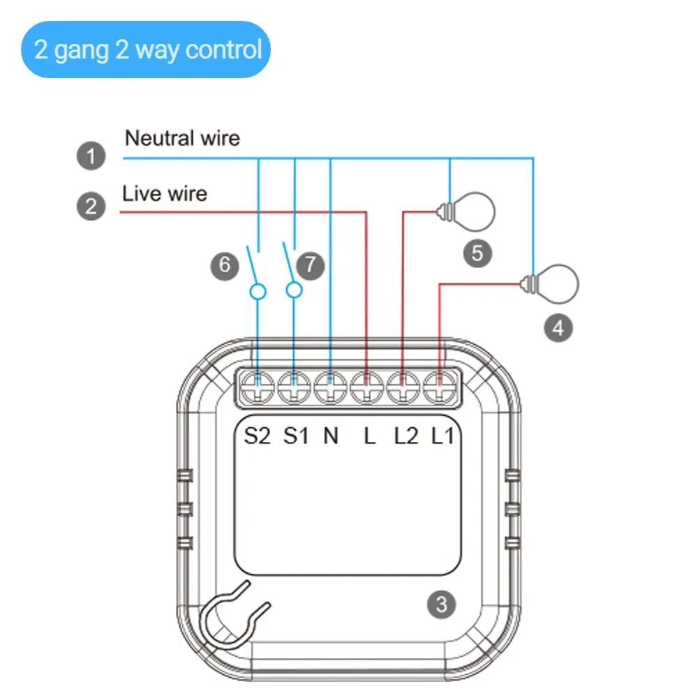 2 Gang Mini Smart Switch Module,Support Apple HomeKit Siri Alexa,WiFi Wireless Timer Breaker 2 Way Control,Neutral Wire Required