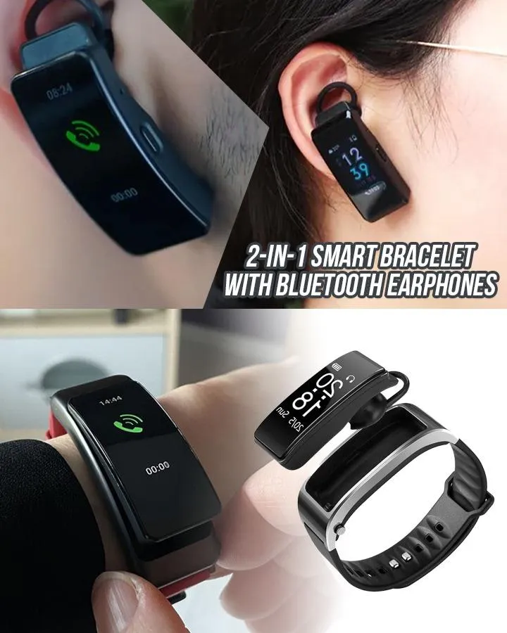 2-in-1 Smart Bracelet With Bluetooth Earphones