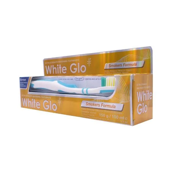 2 Pack White Glo Smokers Formula Toothbrush & Toothpaste - 100ml