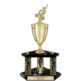 20" Custom 3 Column Black Base Award Trophy With Loving Cup & Trim