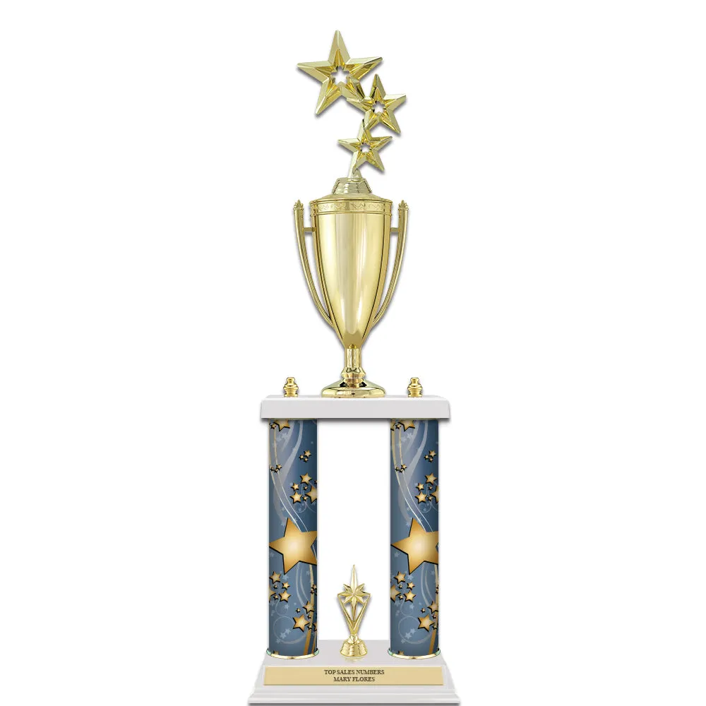 22" White Finished Award Trophy With Loving Cup And Trim