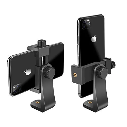 2PCS Cell Phone Tripod Mount Adapter – Universal Smartphone Tripod Mount Holder with Adjustable Clamp, Rotatable Bracket, Compatible with iPhone, Samsung, All Phones, Selfie Stick, Camcorder, Monopod