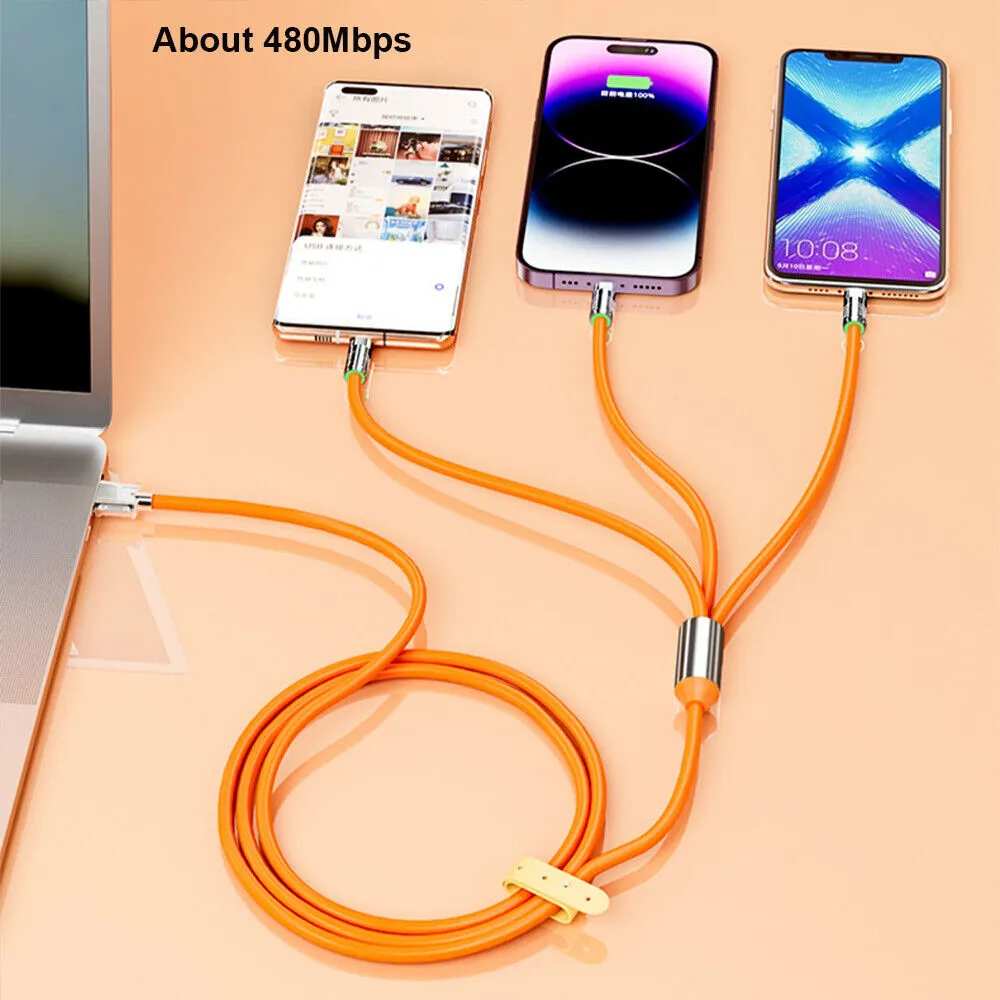 3 in 1 Fast USB Charging Cable Universal Multi Function Cell Phone Charger Cord