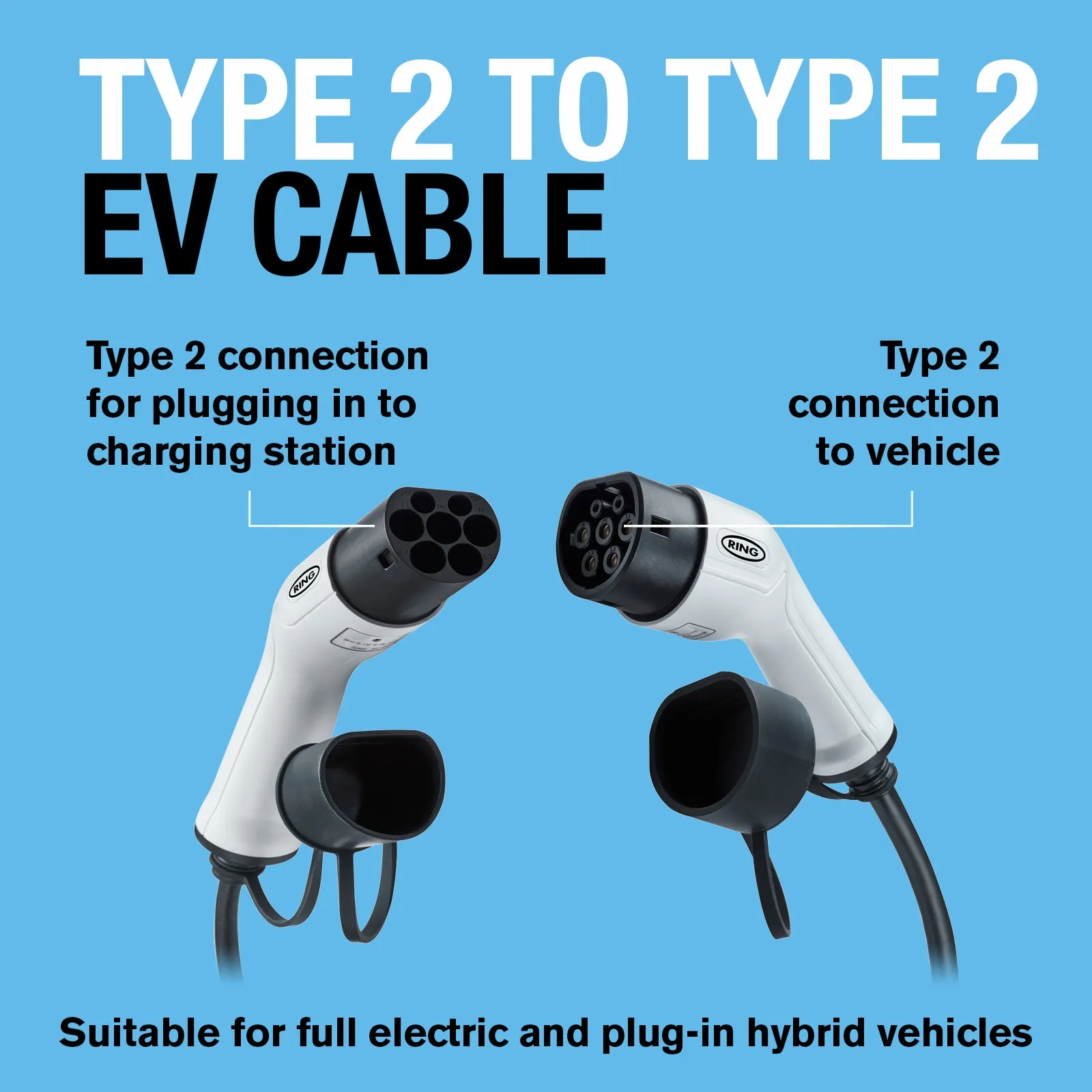 5 Metre 32A Type 2 to Type 1 EV Charging Cable