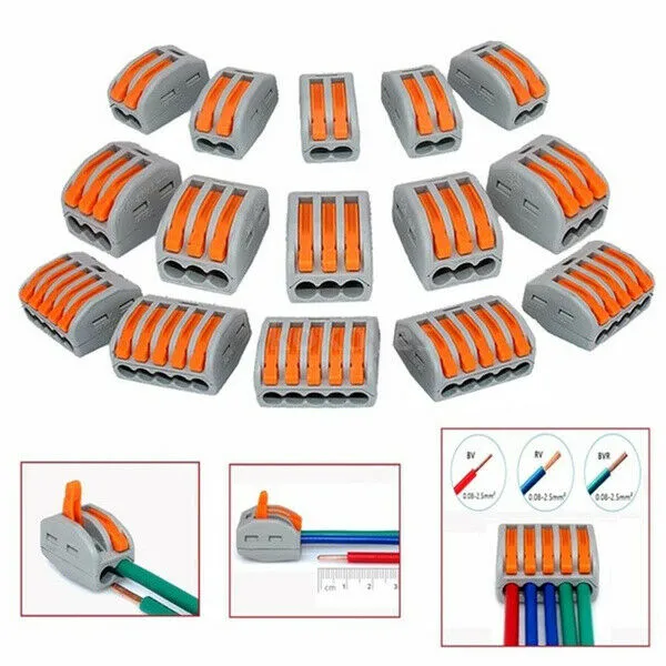 60Pcs ForWago 222 Electrical Connectors Wire Block Clamp Terminal Cable Reusable