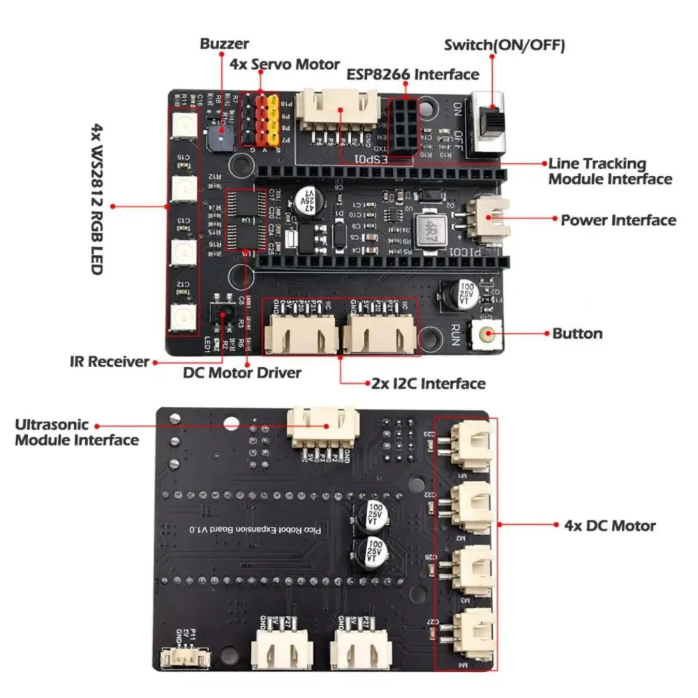 Adeept Smart RC Car Kit for RPi Pico w/ Line Tracking, Obstacle Avoidance, Display