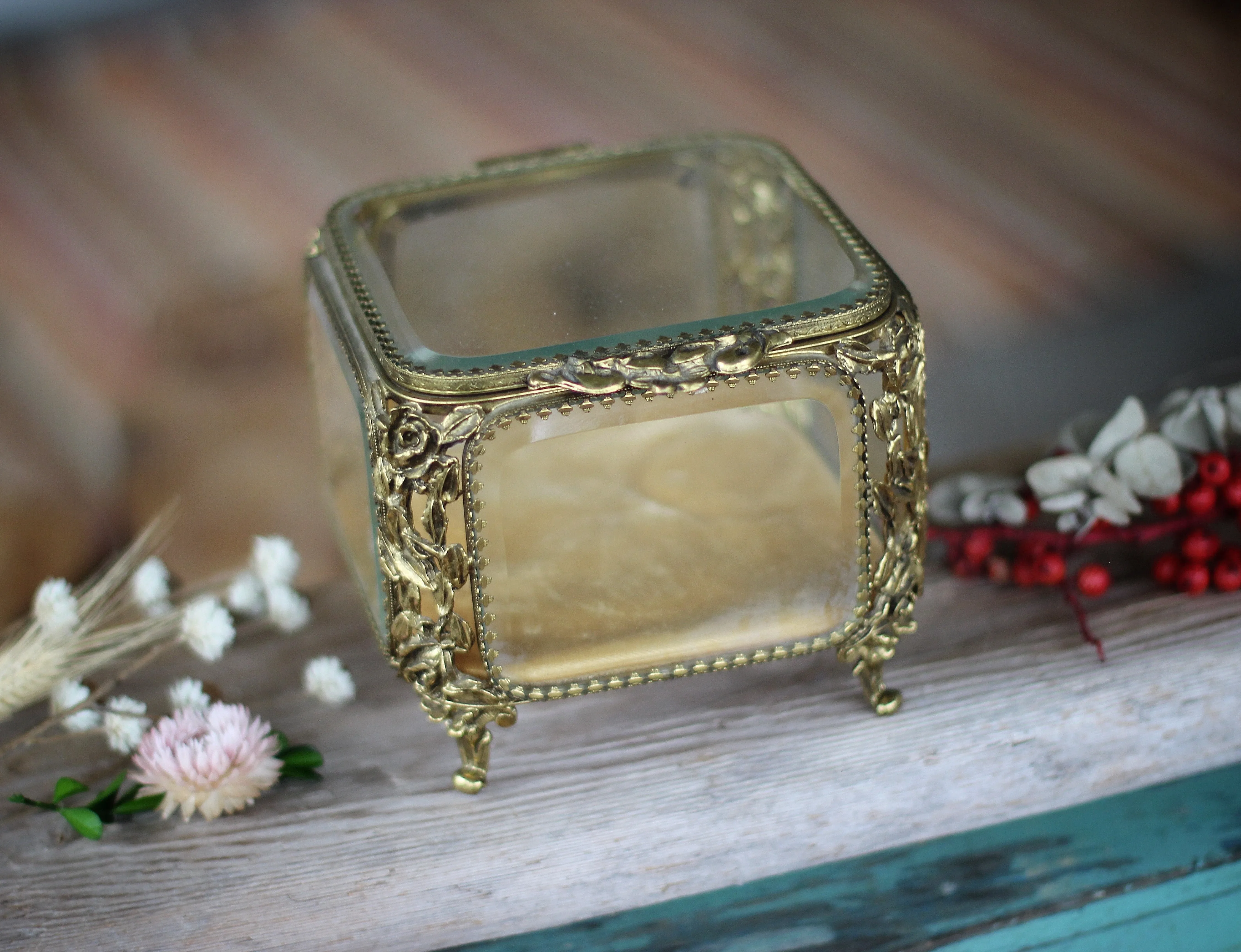 Antique Large Floral Victorian Jewelry Box