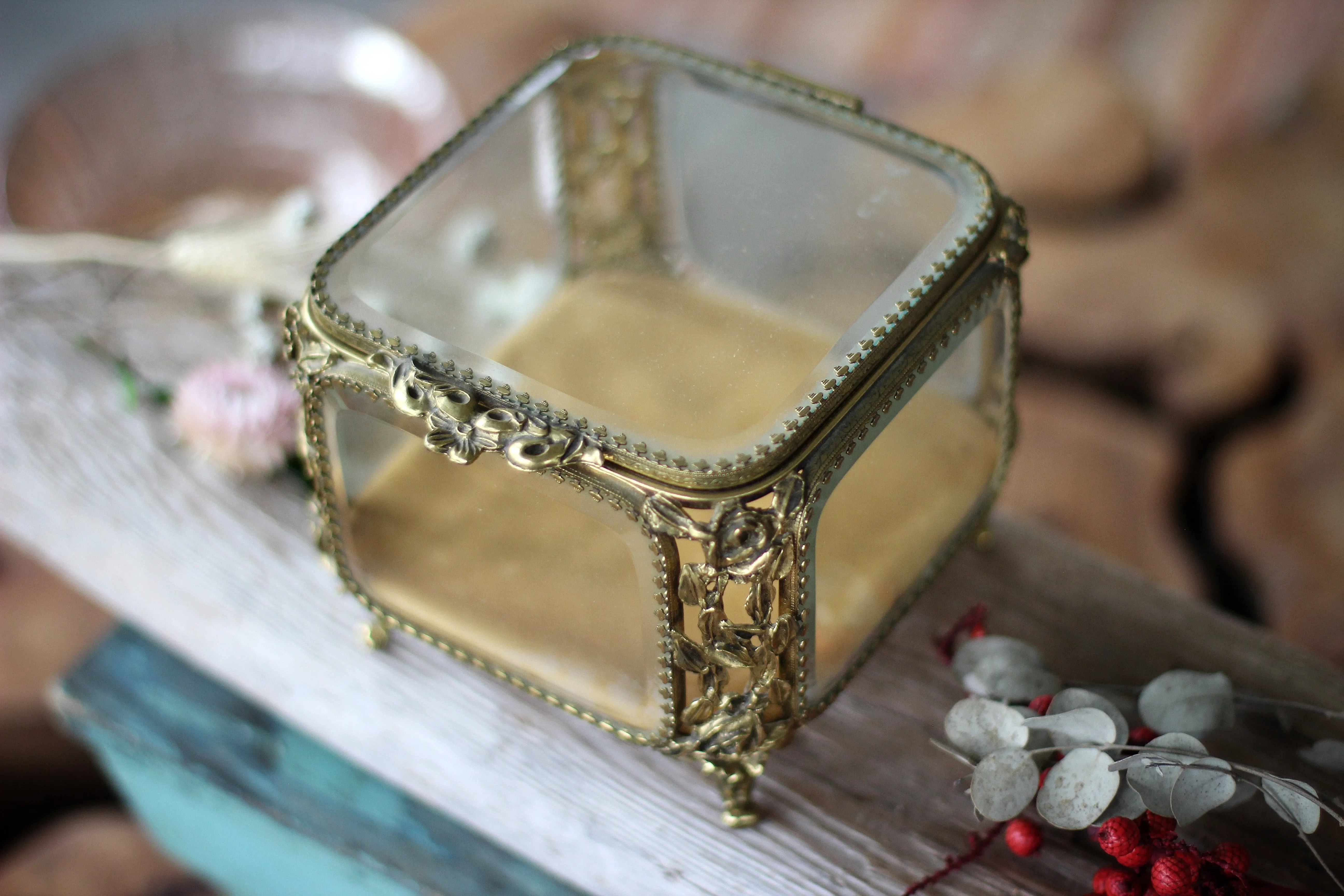 Antique Large Floral Victorian Jewelry Box