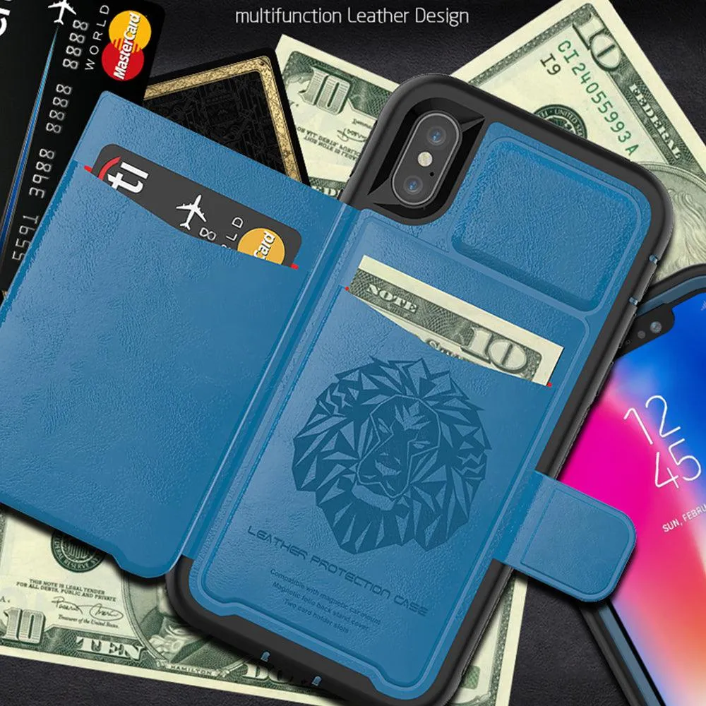 Apple iPhone XS / Apple iPhone X Magnetic Folio Leather Wallet W. Card Slot and Stand Case by Modes