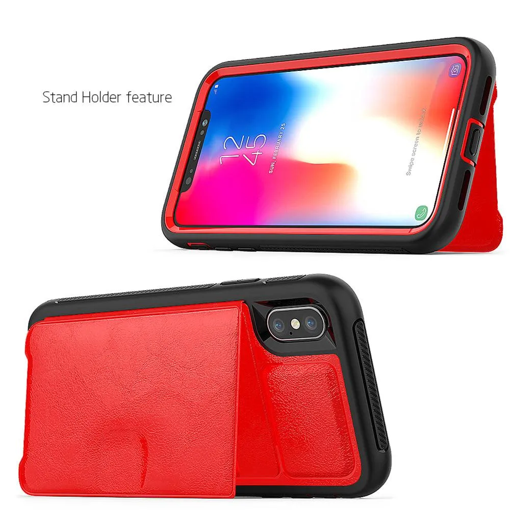 Apple iPhone XS / Apple iPhone X Magnetic Folio Leather Wallet W. Card Slot and Stand Case by Modes