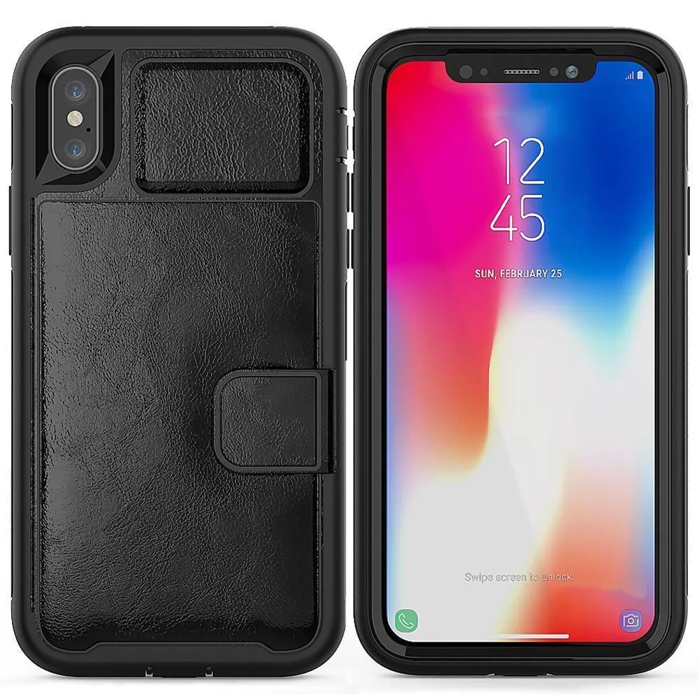 Apple iPhone XS / Apple iPhone X Magnetic Folio Leather Wallet W. Card Slot and Stand Case by Modes