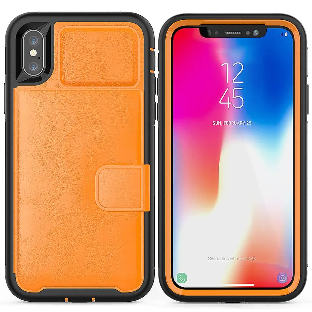 Apple iPhone XS / Apple iPhone X Magnetic Folio Leather Wallet W. Card Slot and Stand Case by Modes