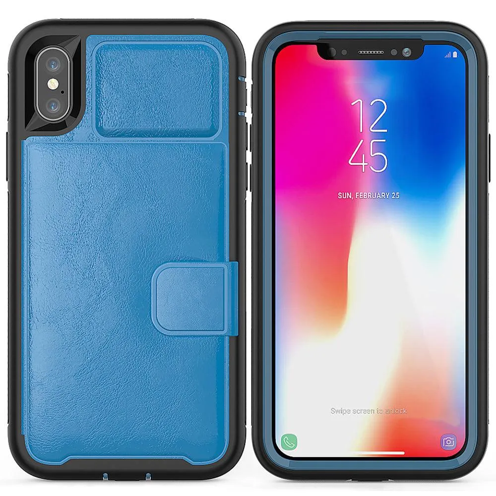 Apple iPhone XS / Apple iPhone X Magnetic Folio Leather Wallet W. Card Slot and Stand Case by Modes