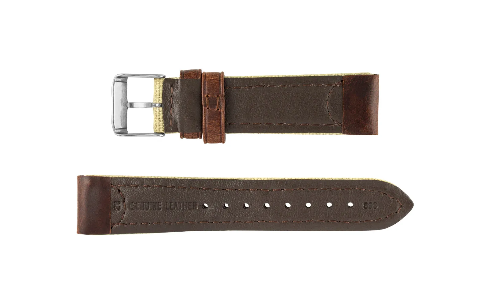 Apple Watch Strap - Khaki Canvas & Leather