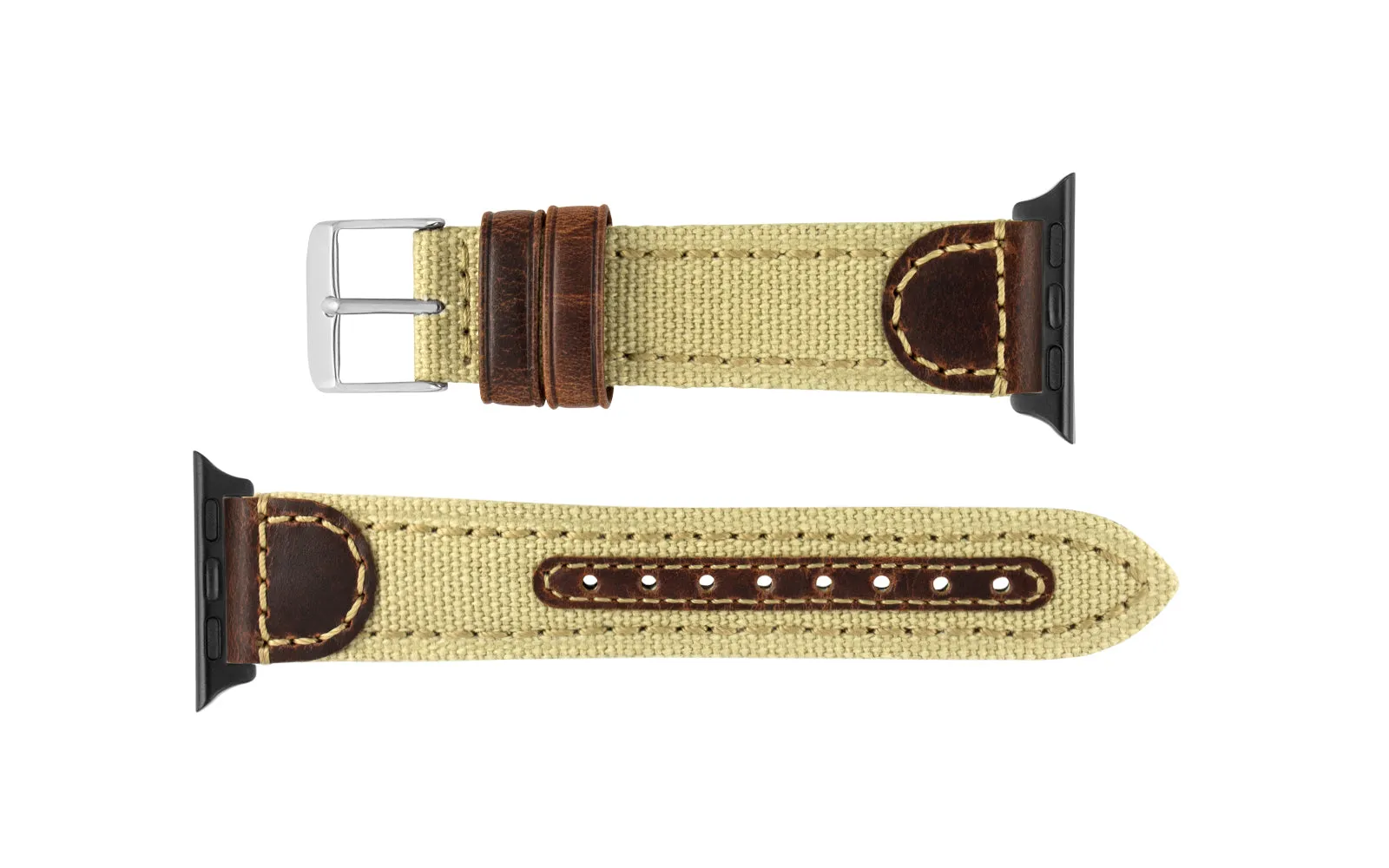 Apple Watch Strap - Khaki Canvas & Leather