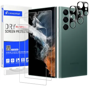 ArmorSuit [2 2 Pack] Dry-Militaryshield for Samsung Galaxy S22 Ultra Screen Protector (Not Glass)   Camera Lens Tempered Glass Protector Case Friendly Dry Installation