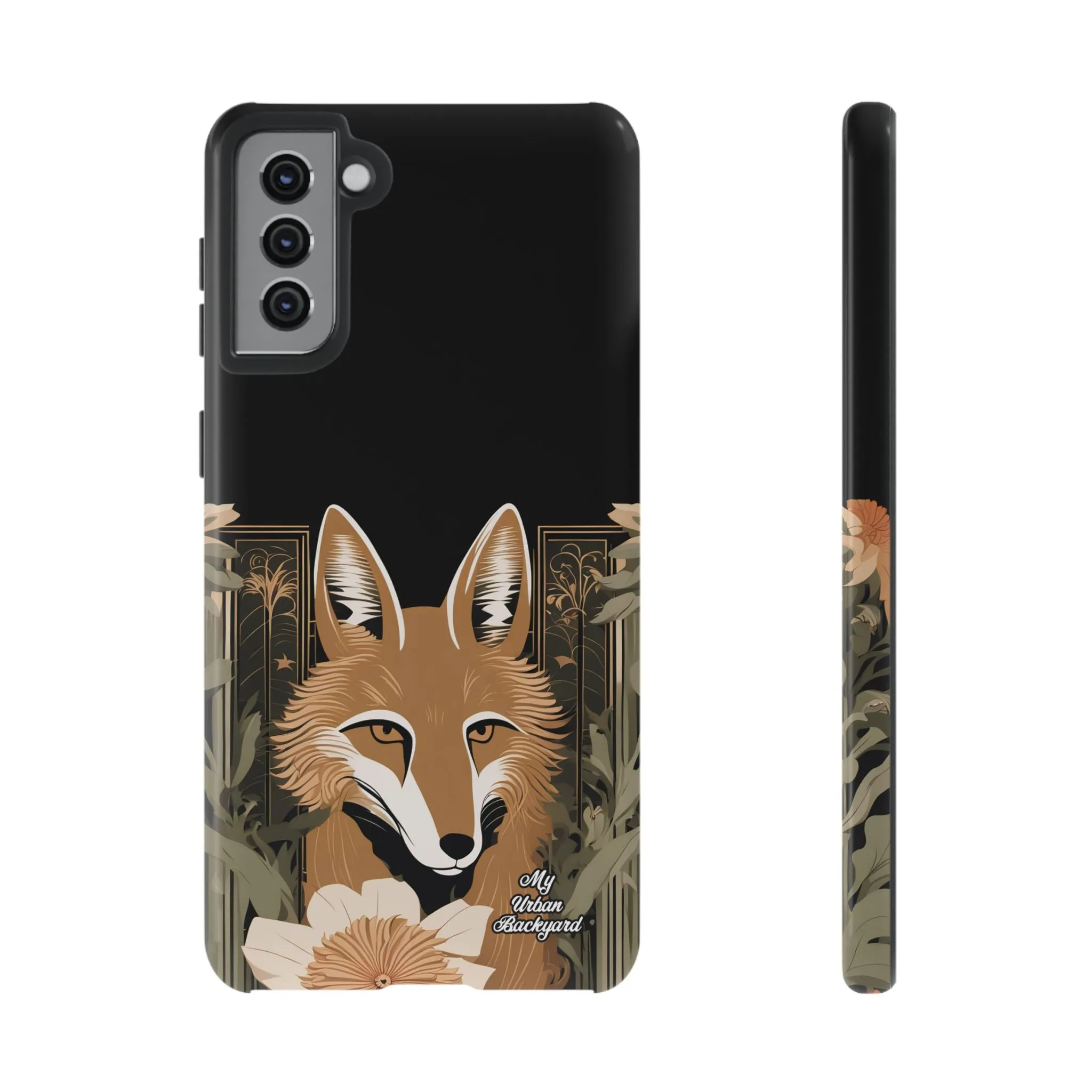 Art Deco Coyote with Flower, Cell Phone Case - Apple, Samsung or Google Pixel