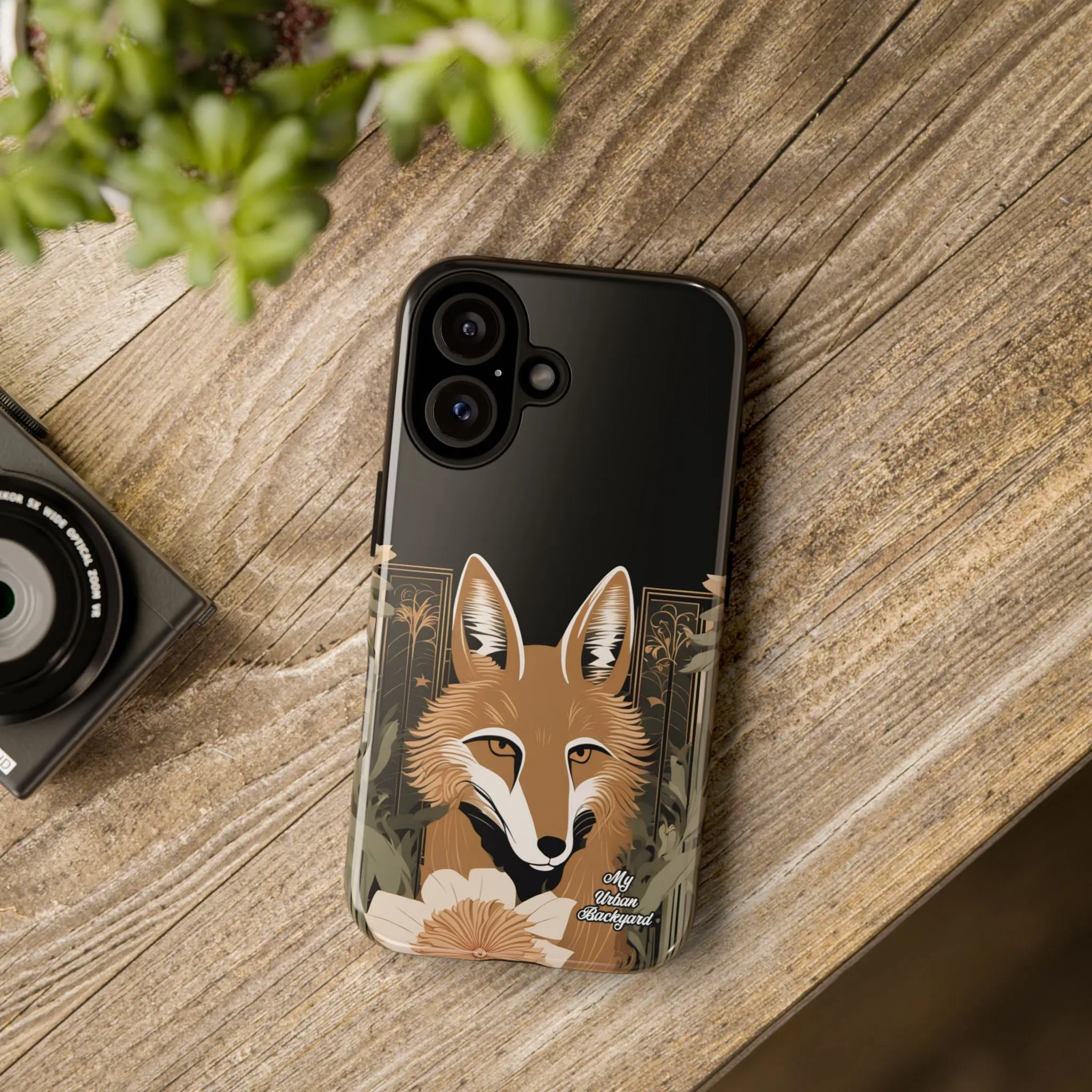 Art Deco Coyote with Flower, Cell Phone Case - Apple, Samsung or Google Pixel