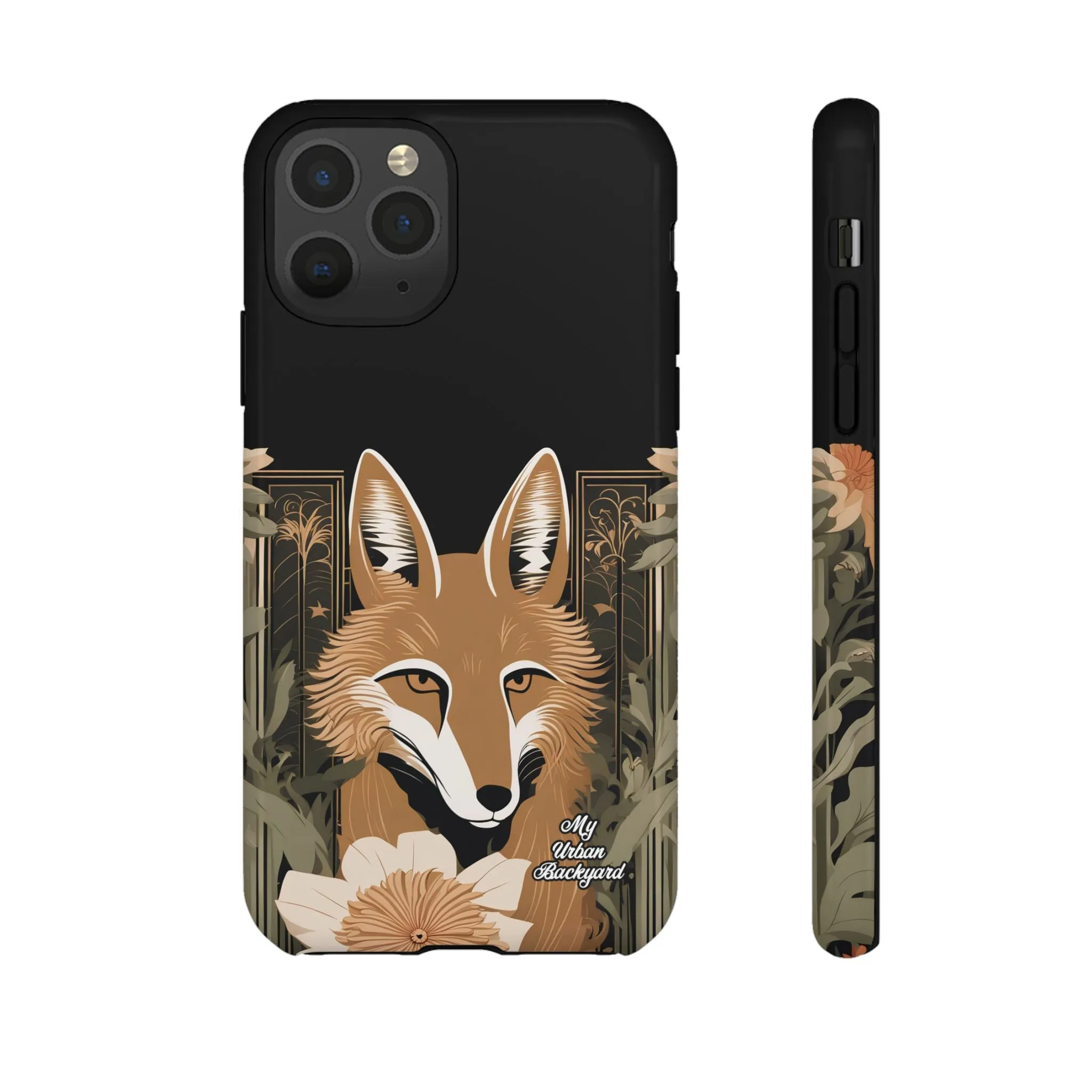 Art Deco Coyote with Flower, Cell Phone Case - Apple, Samsung or Google Pixel