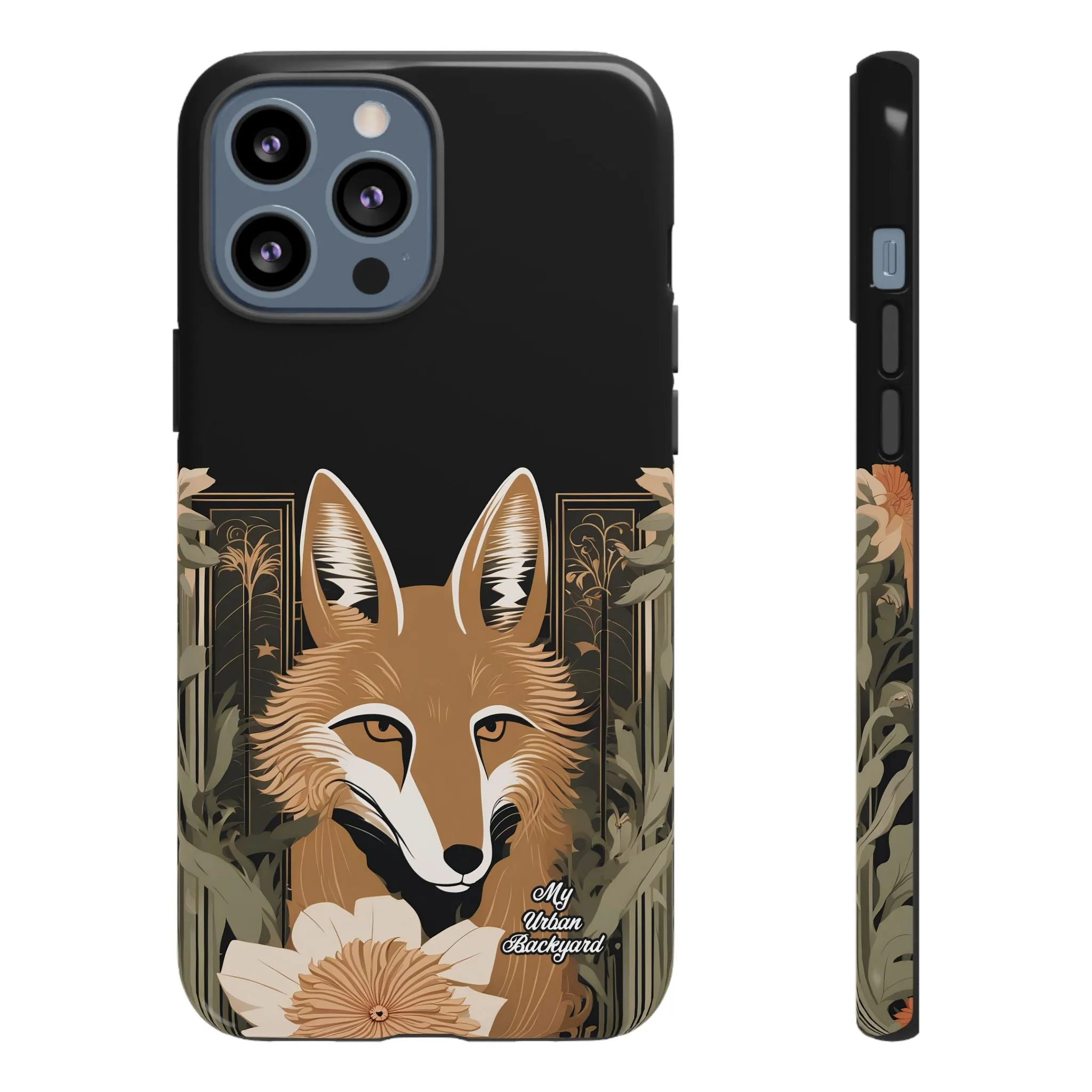 Art Deco Coyote with Flower, Cell Phone Case - Apple, Samsung or Google Pixel