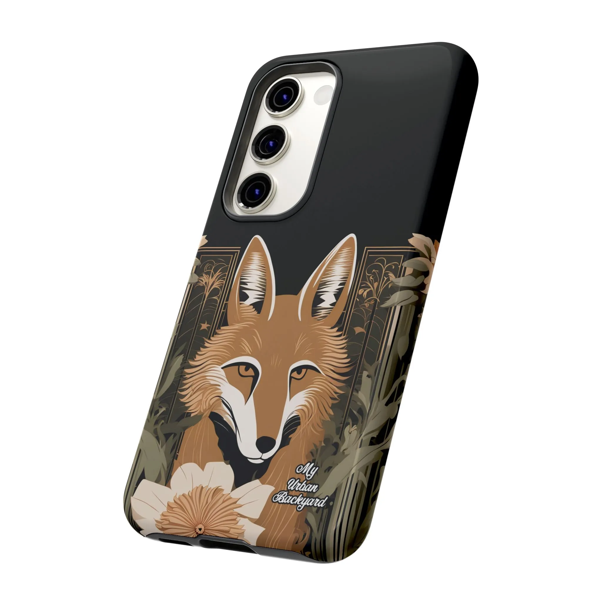 Art Deco Coyote with Flower, Cell Phone Case - Apple, Samsung or Google Pixel