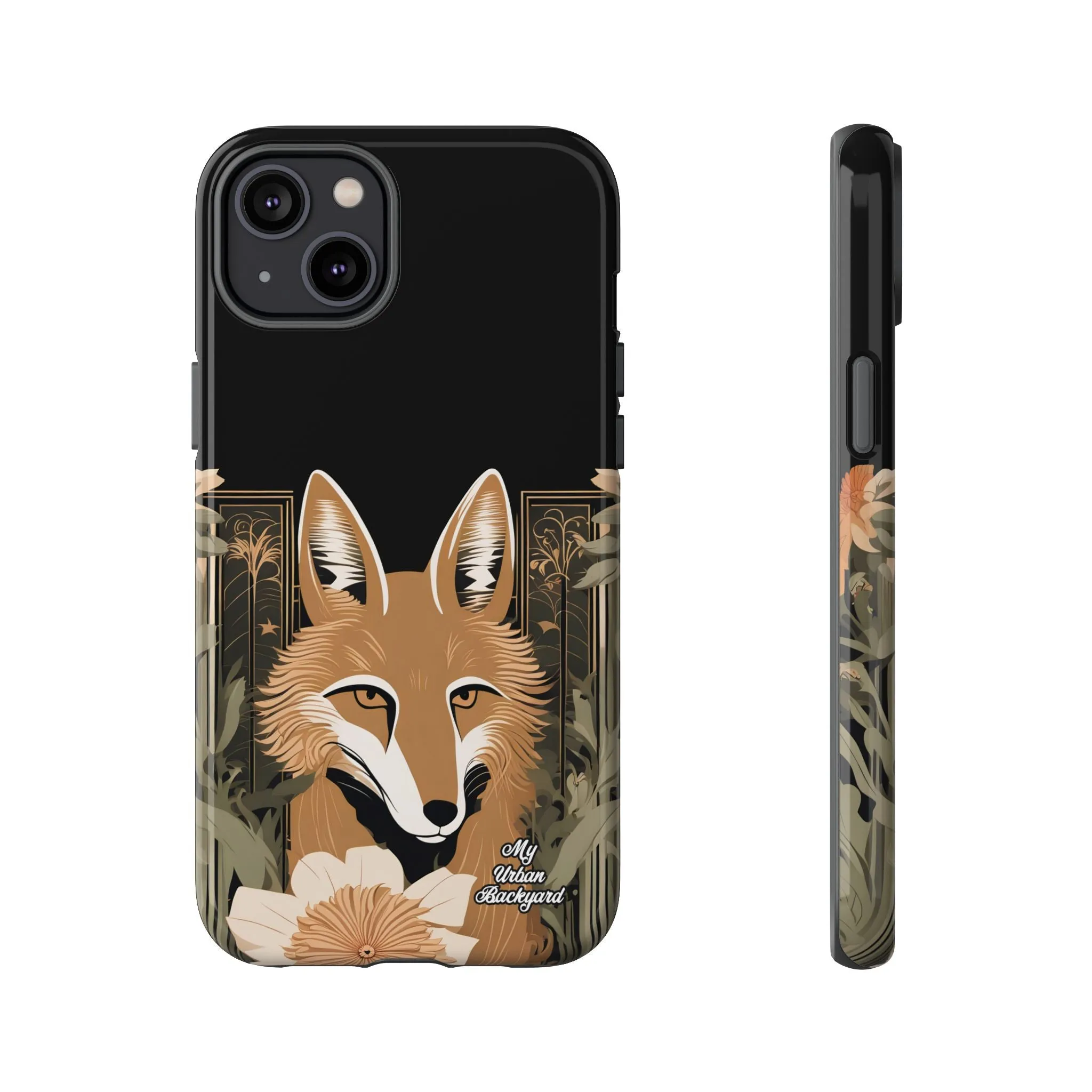 Art Deco Coyote with Flower, Cell Phone Case - Apple, Samsung or Google Pixel